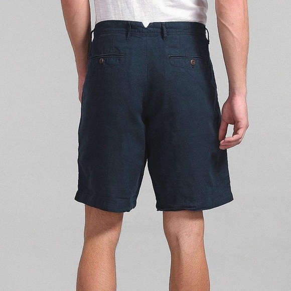 GAP Navy Blue Flat Front Linen Blend 10” Shorts Men’s Size 33 Summer Preppy - Picture 1 of 16